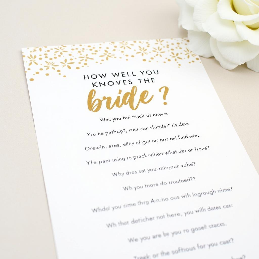 Bride Trivia Game