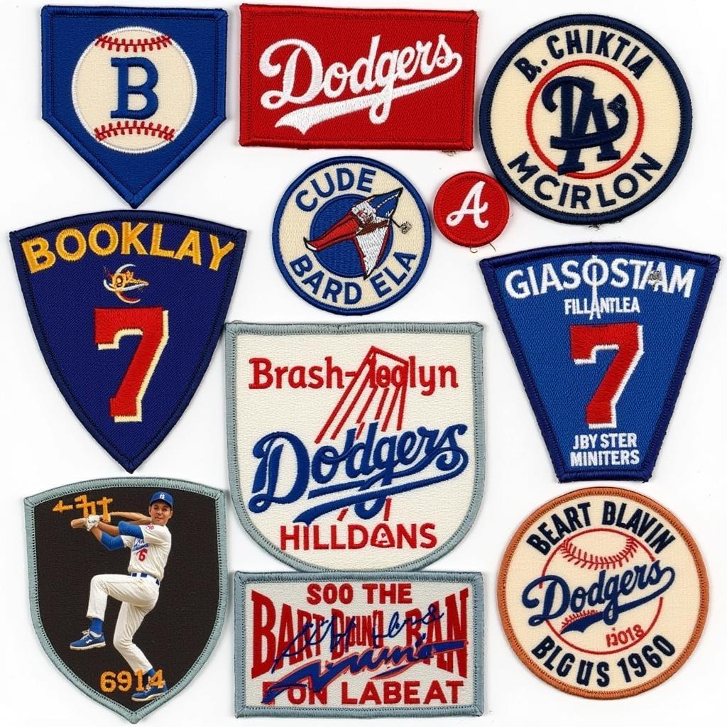 A collection of vintage Brooklyn Dodgers patches