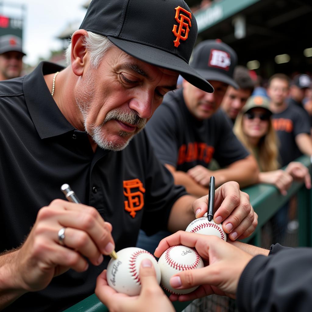 Bruce Bochy signing autographs for fans