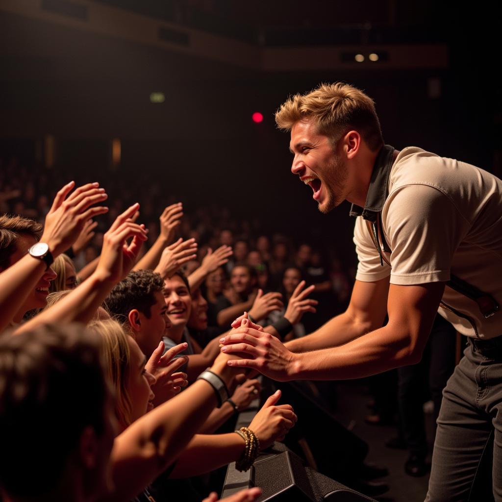 Bryce Vine interacting with fans during concert