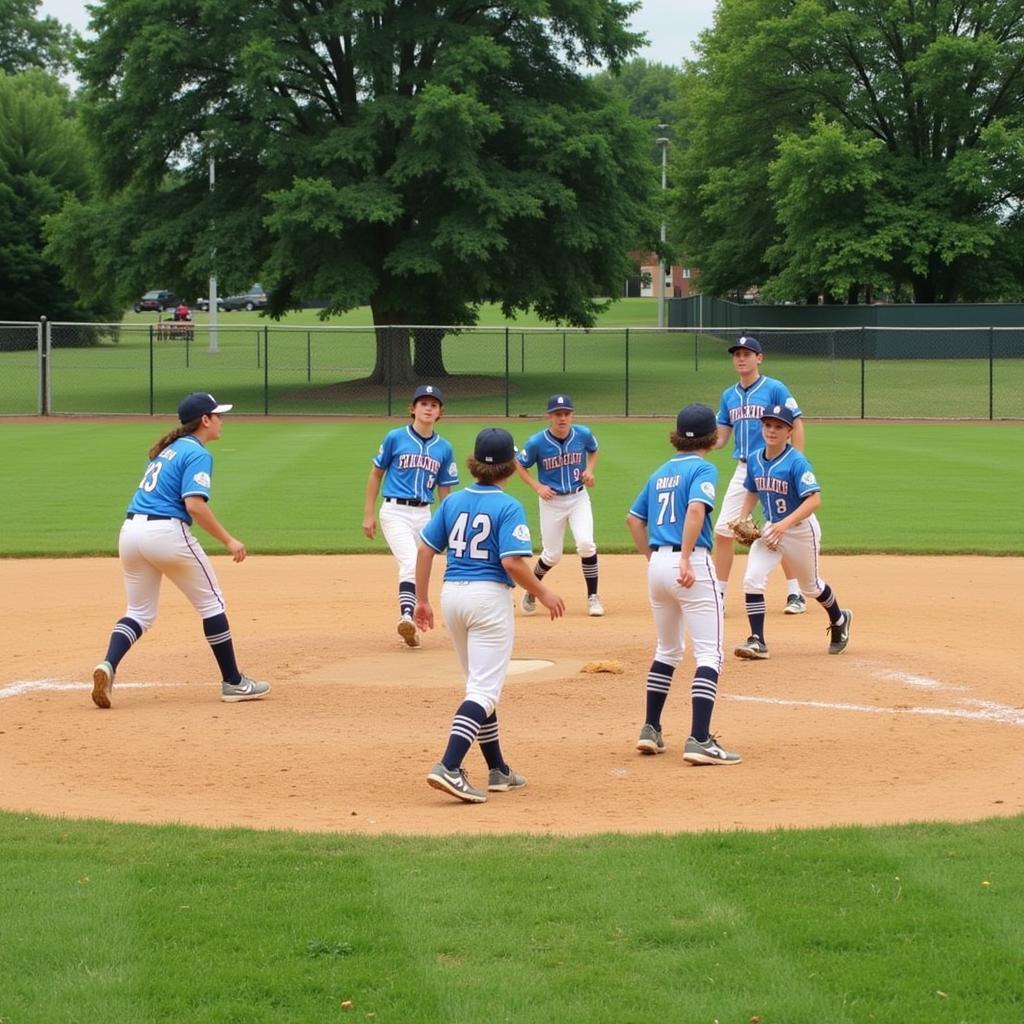 Buck Thomas Park Baseball Diamond with Players