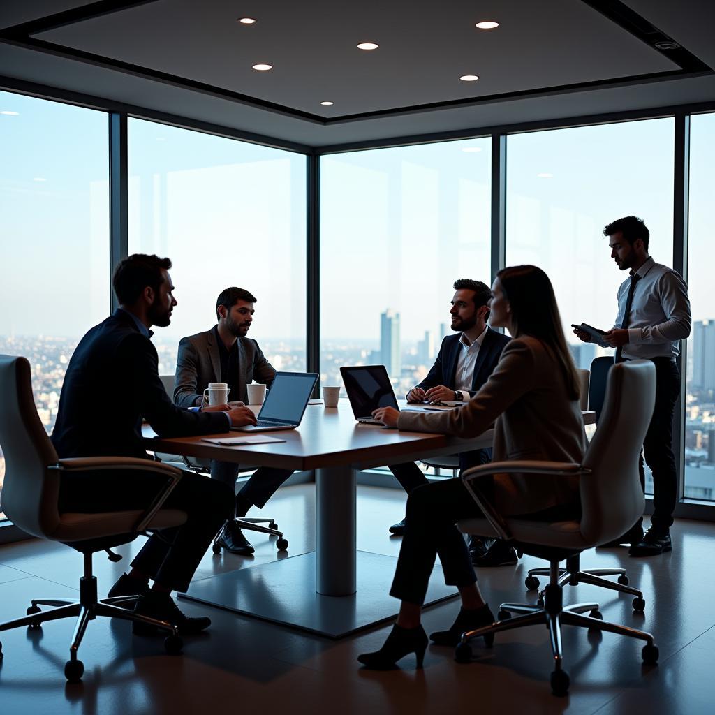 Business Meeting in Modern Conference Room