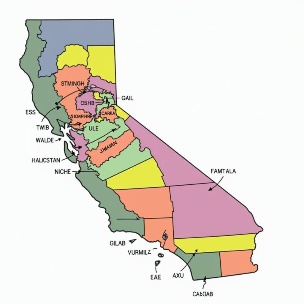 Map of California Cities in Alphabetical Order