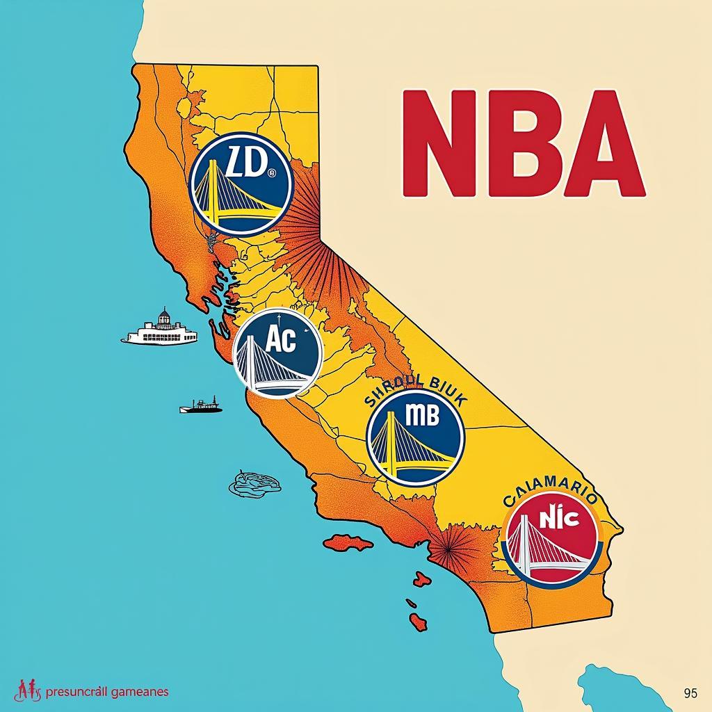 NBA Teams in California Map