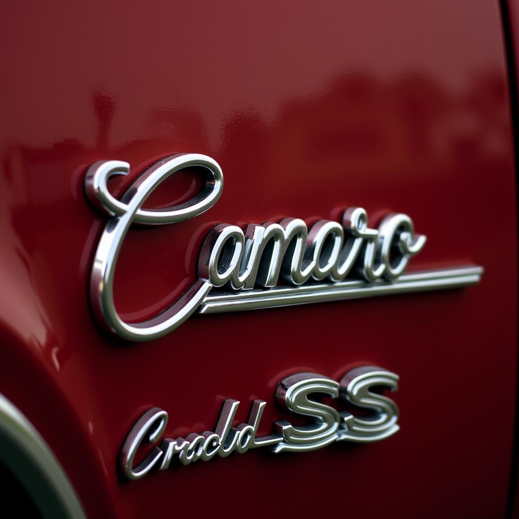 Close-up view of the Camaro SS logo