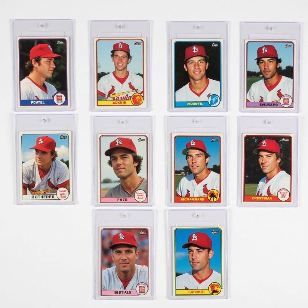 Cardinals baseball cards stored in protective sleeves