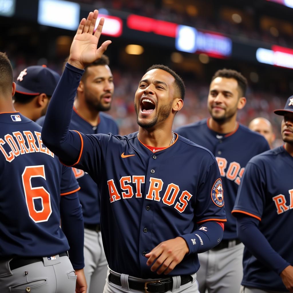 Carlos Correa Celebrating World Series Victory