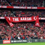 Carsi group waving flags and banners at Besiktas stadium