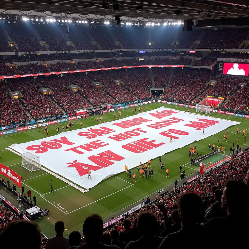 Carsi group displaying elaborate tifo during a Besiktas match