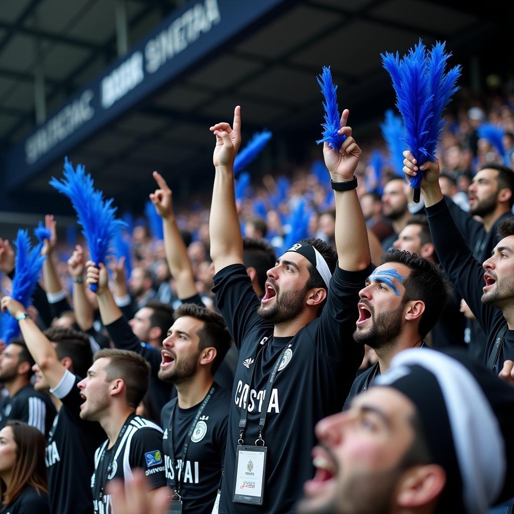 Çarşı supporters chanting and waving flags in the stands