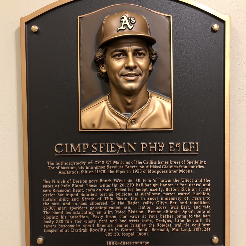 Catfish Hunter's Hall of Fame plaque