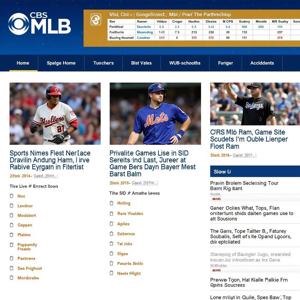 CBS MLB website homepage