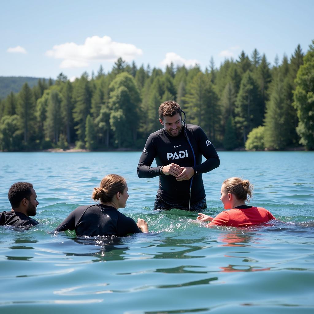 Certified dive instructor teaching students in Lakeland