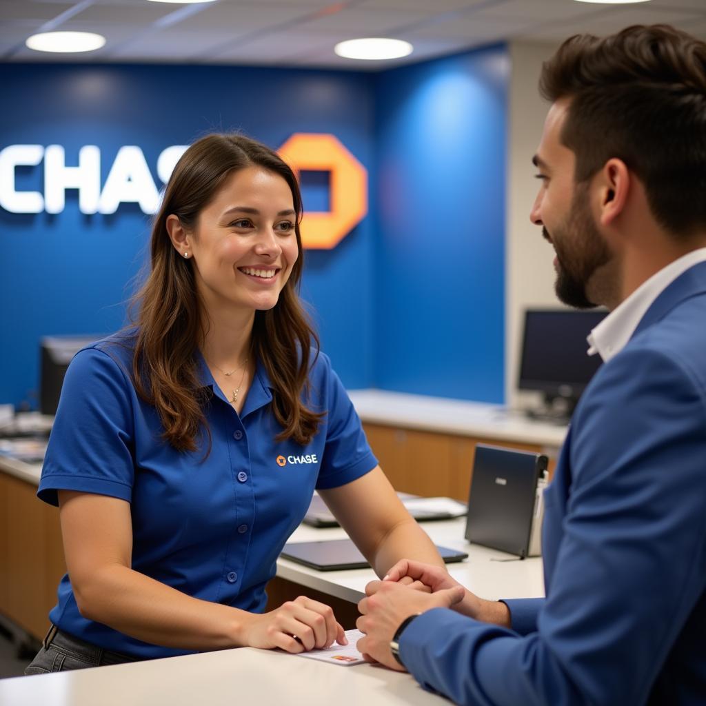 Chase Bank Employee Assisting Customer