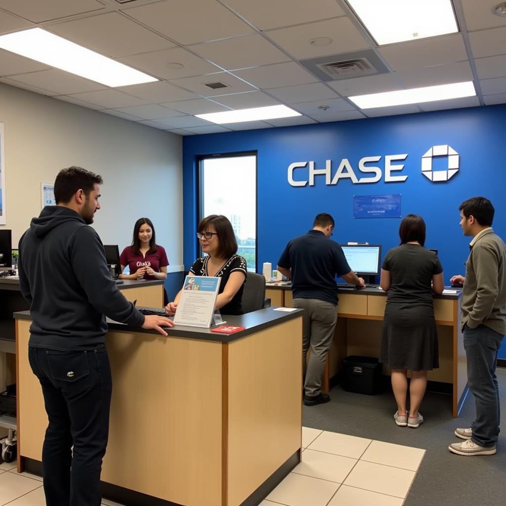 Customer Service Representatives Assisting Clients at Chase Bank Flushing Branch