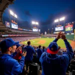 Chicago Baseball Fans Cheering at Wrigley Field