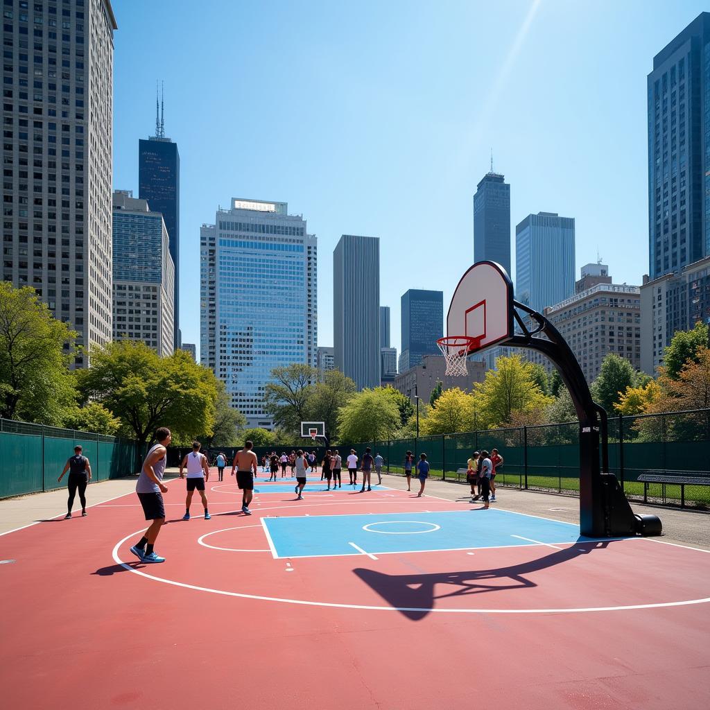 Outdoor basketball court in Chicago