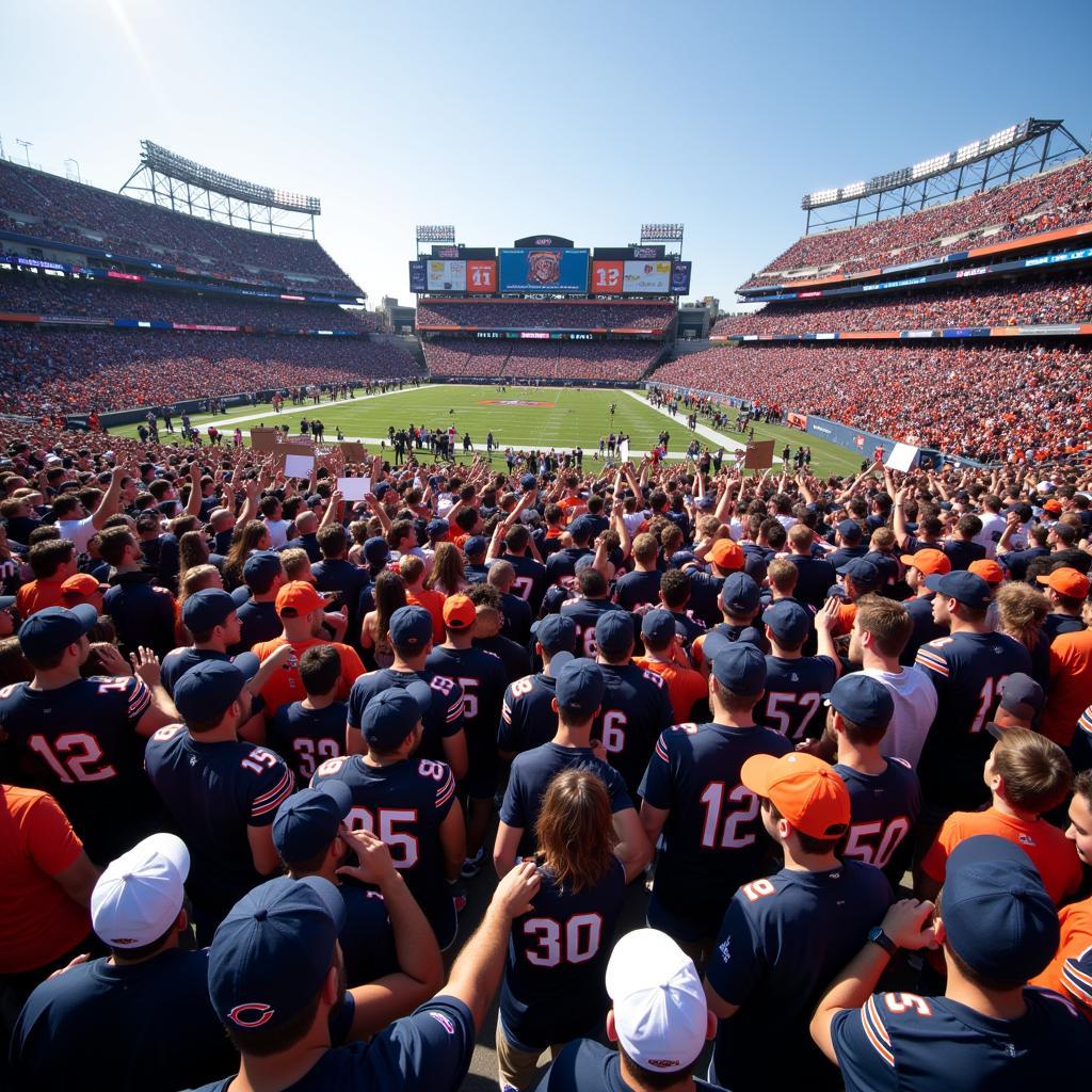 Chicago Bears Fans Seeking Autographs at Soldier Field