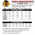 Chicago Blackhawks Crew Sweatshirt Sizing Chart