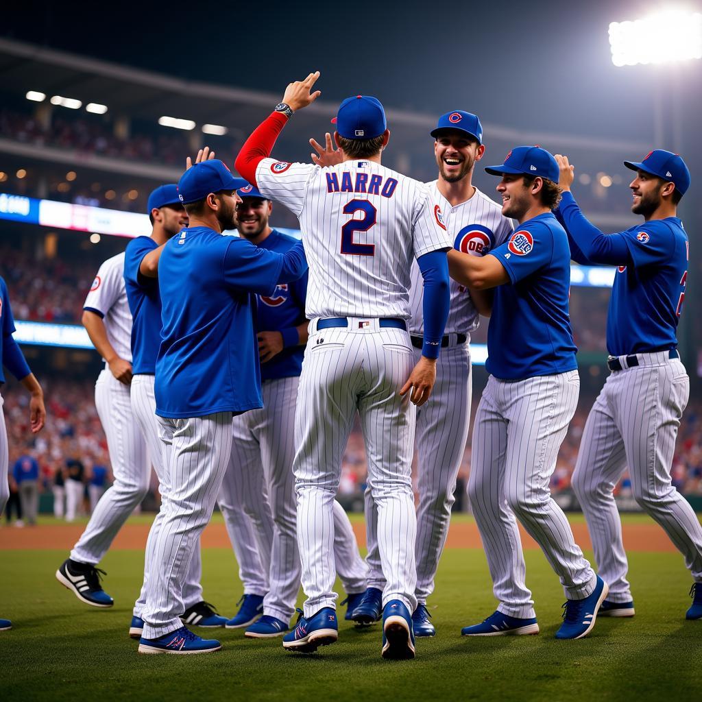 Chicago Cubs Players Celebrating