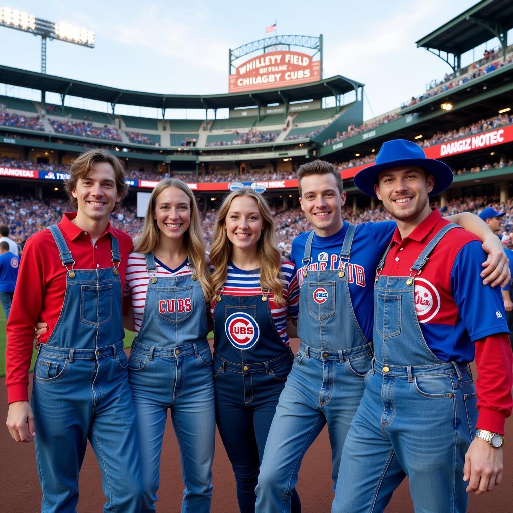 Chicago Cubs Fans Sporting Overalls at Wrigley Field