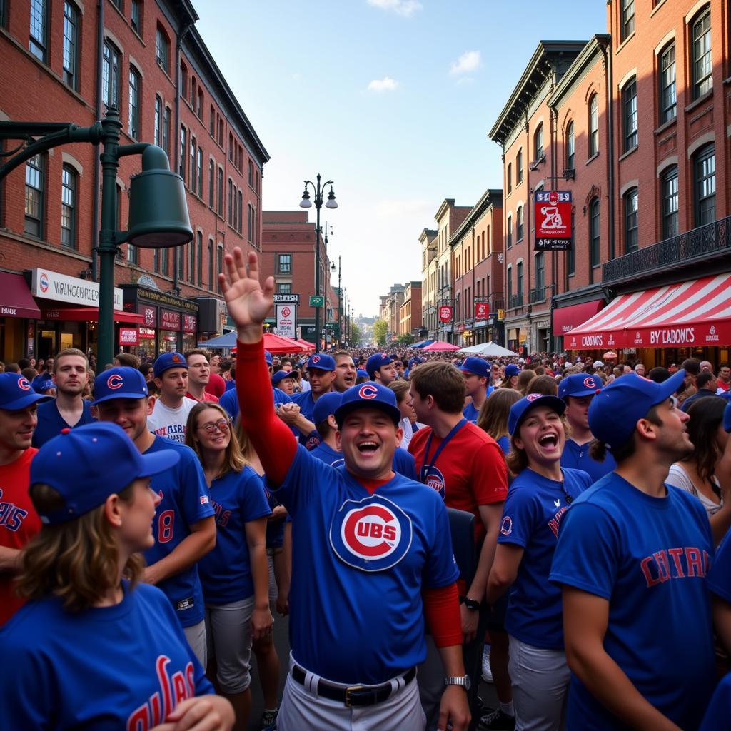 Chicago Cubs Fans Celebrate a Victory in Wrigleyville