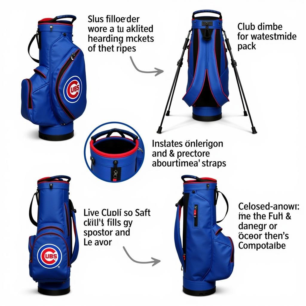 Close-up of Chicago Cubs Golf Bag Features