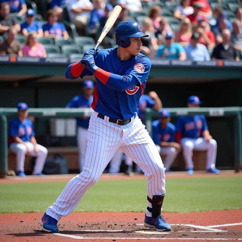 Chicago Cubs player at bat in Wrigley Field