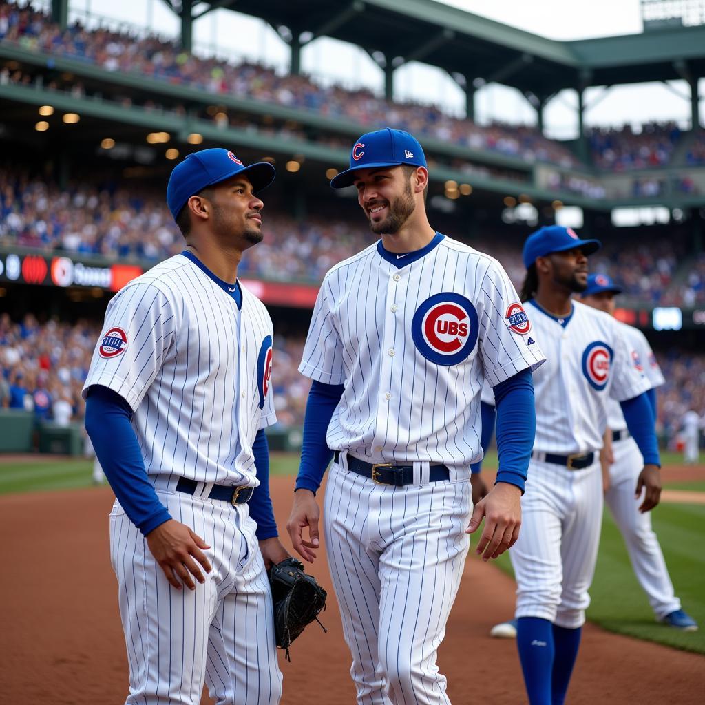 Chicago Cubs Players in Home Pinstripes