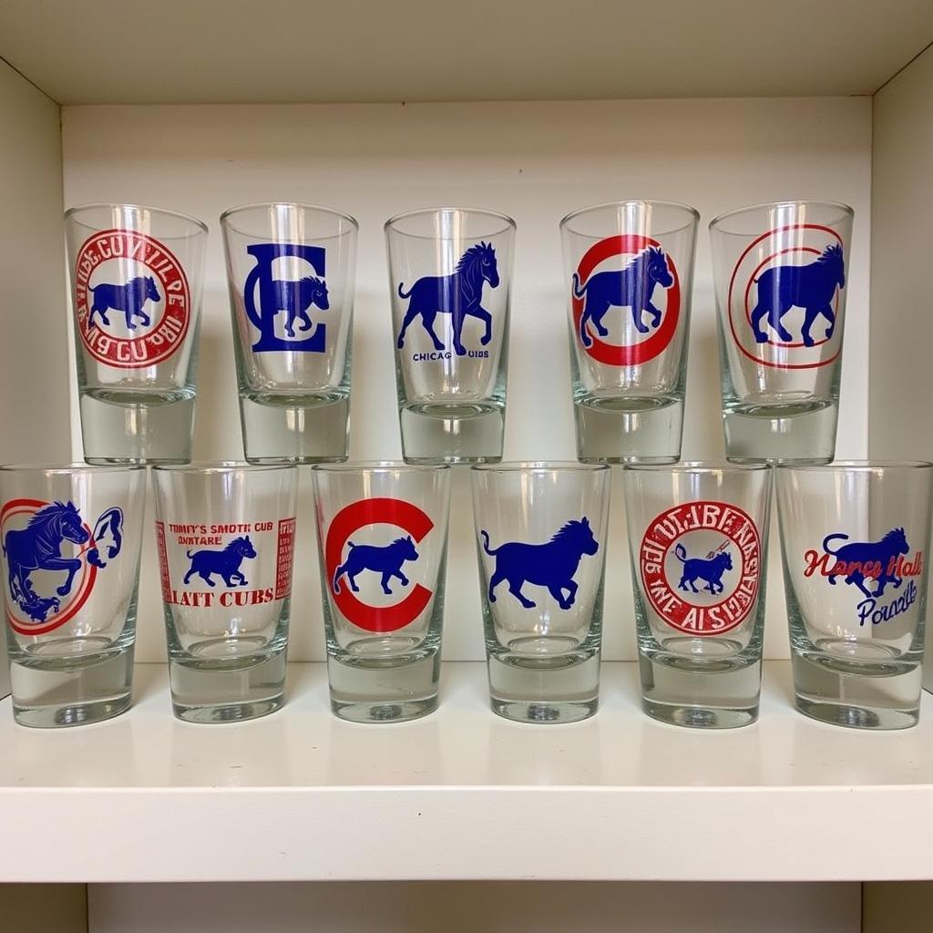 Chicago Cubs Shot Glass Collection Display