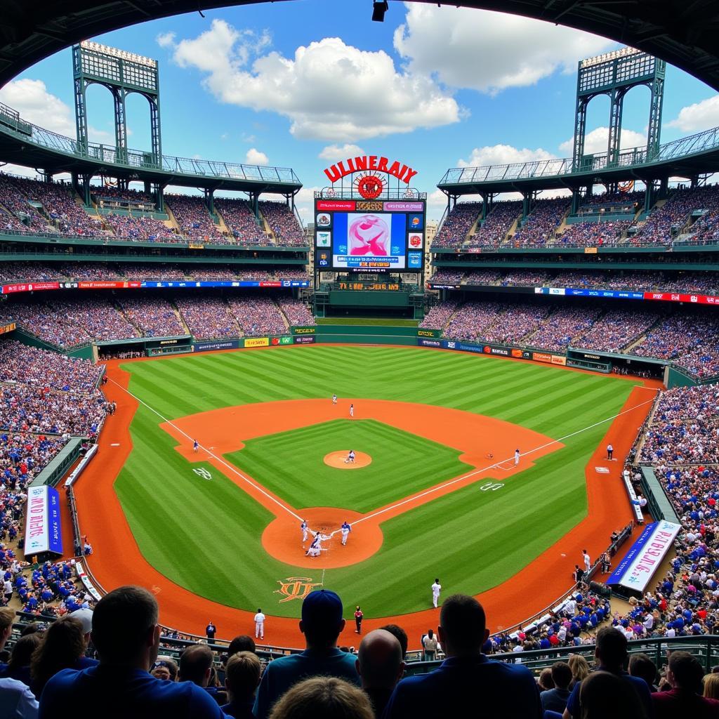 Chicago Cubs Playing at Wrigley Field