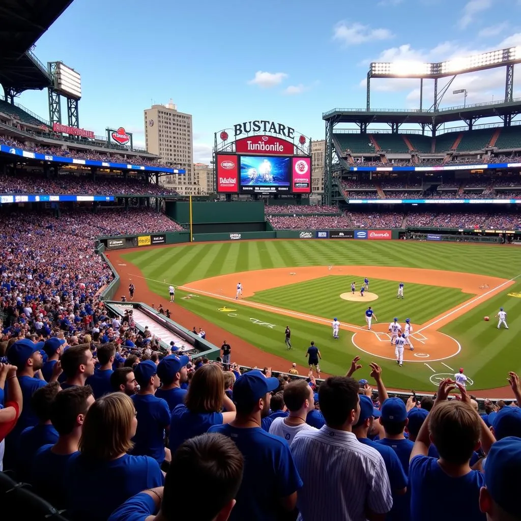 Chicago Cubs celebrating at Wrigley Field