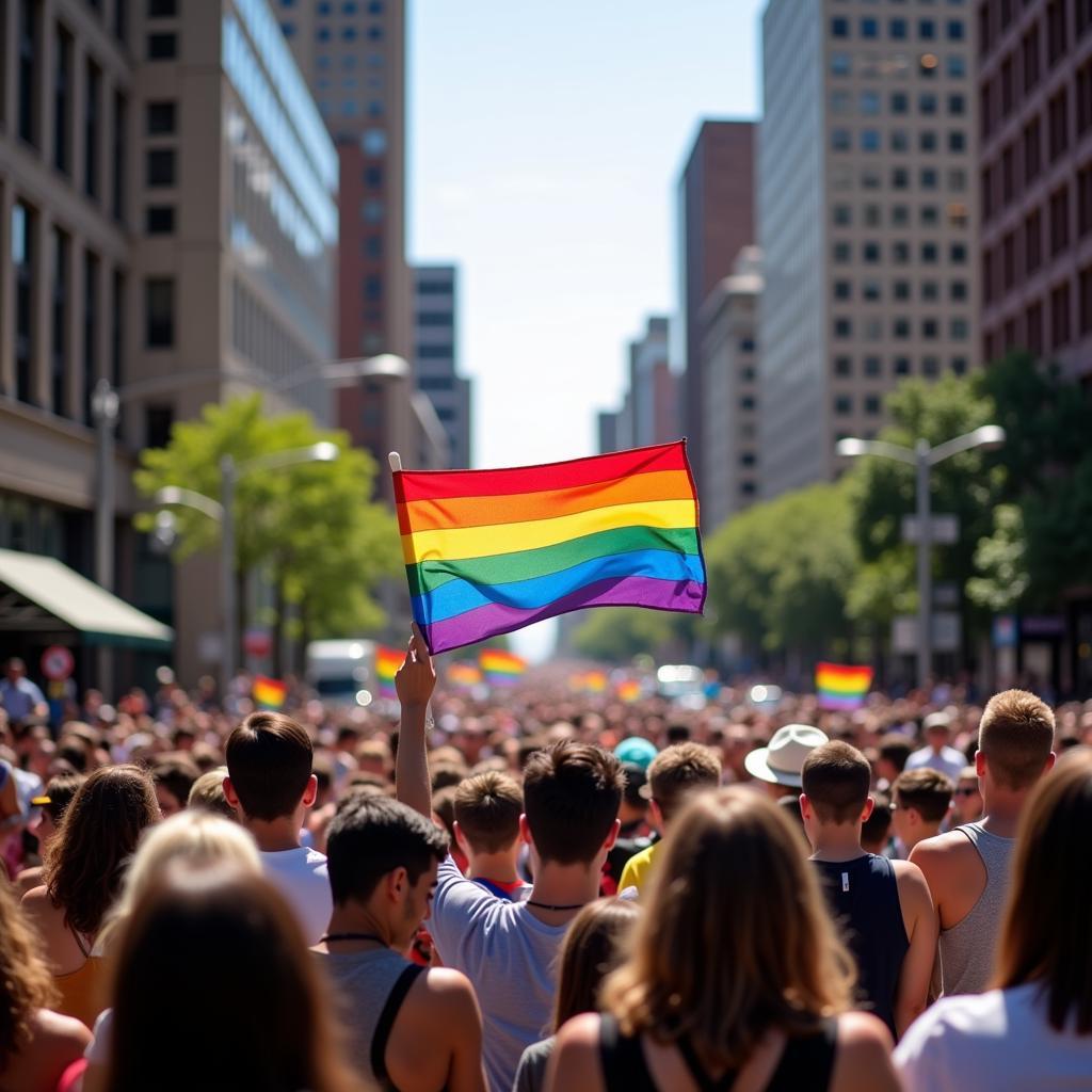 Chicago Gay Flag Displayed at a Pride Parade