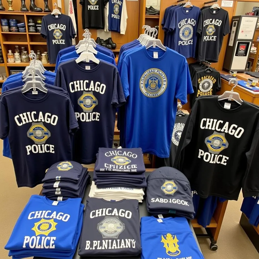 Chicago Police Department apparel displayed for sale in a store