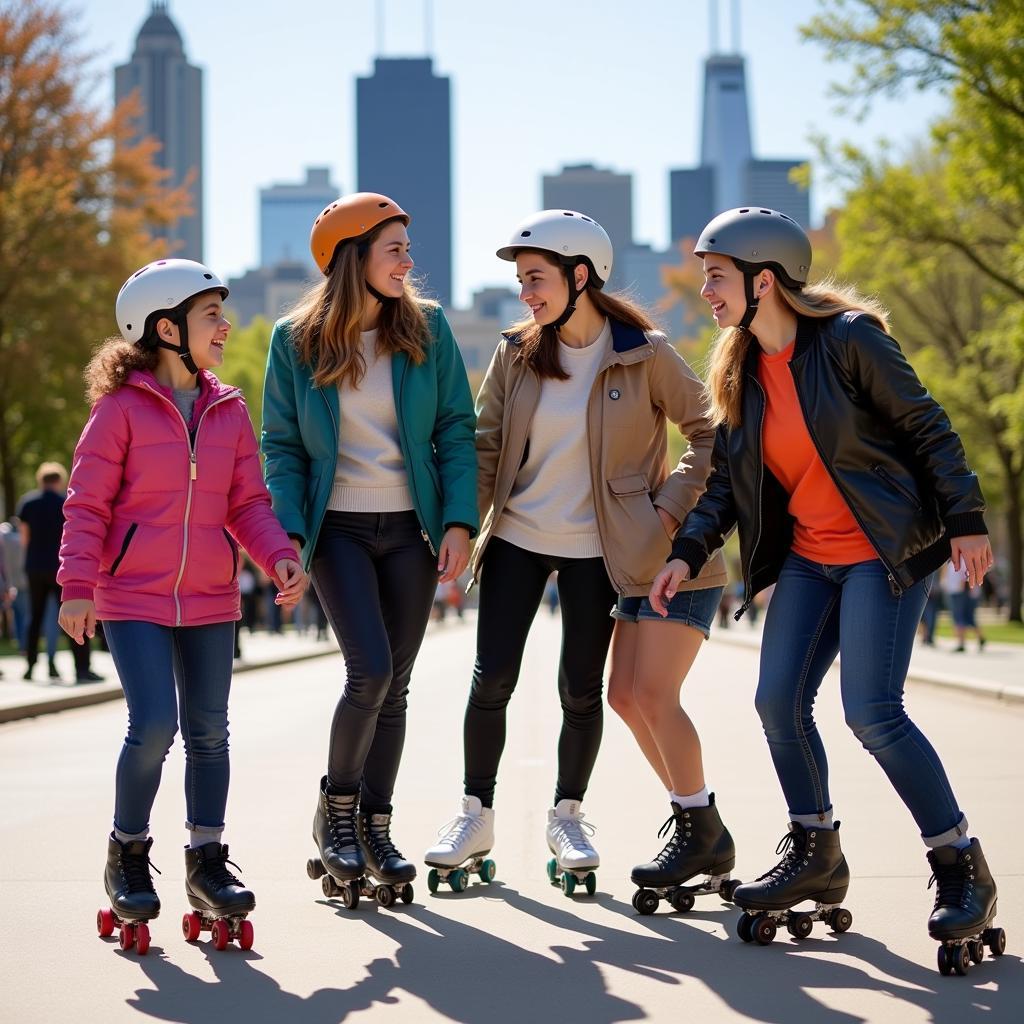 Group skate in Maggie Daley Park.