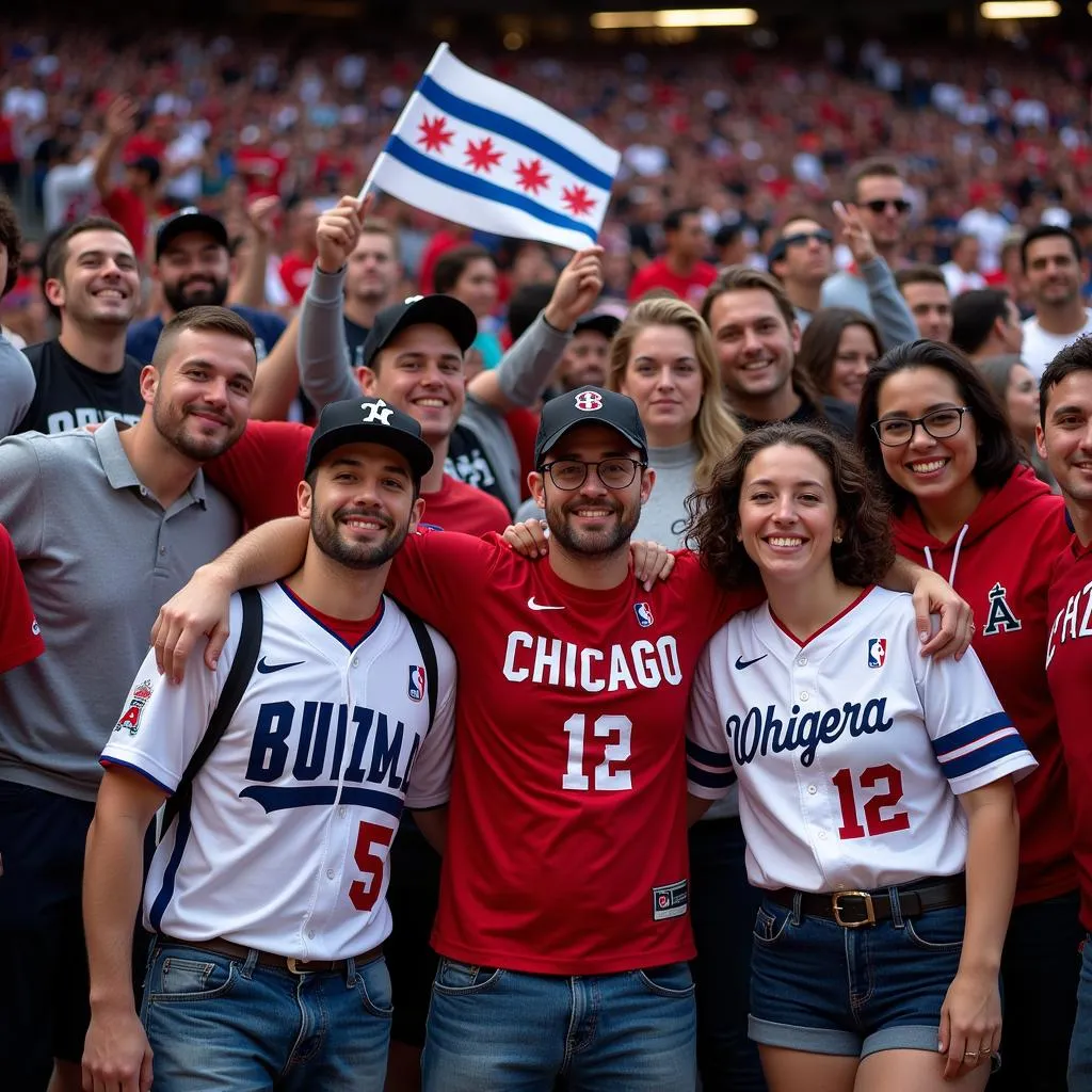 Chicago sports fans celebrating a victory