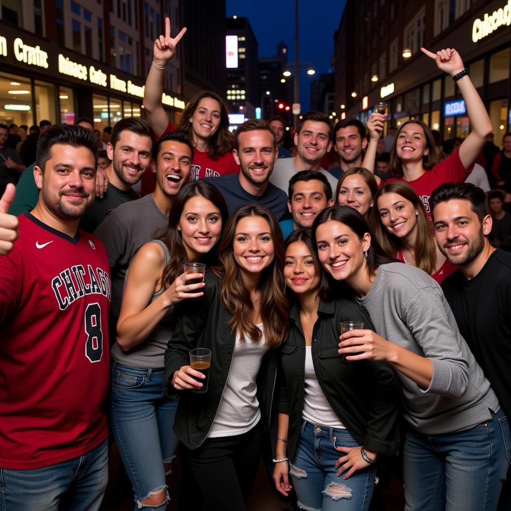 Chicago Sports Fans Celebrating