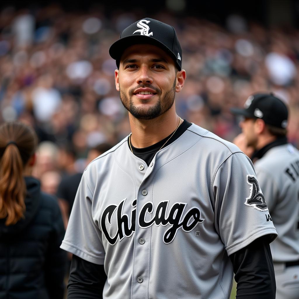 Chicago White Sox Fan Wearing Grey Jersey