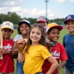 Children playing baseball