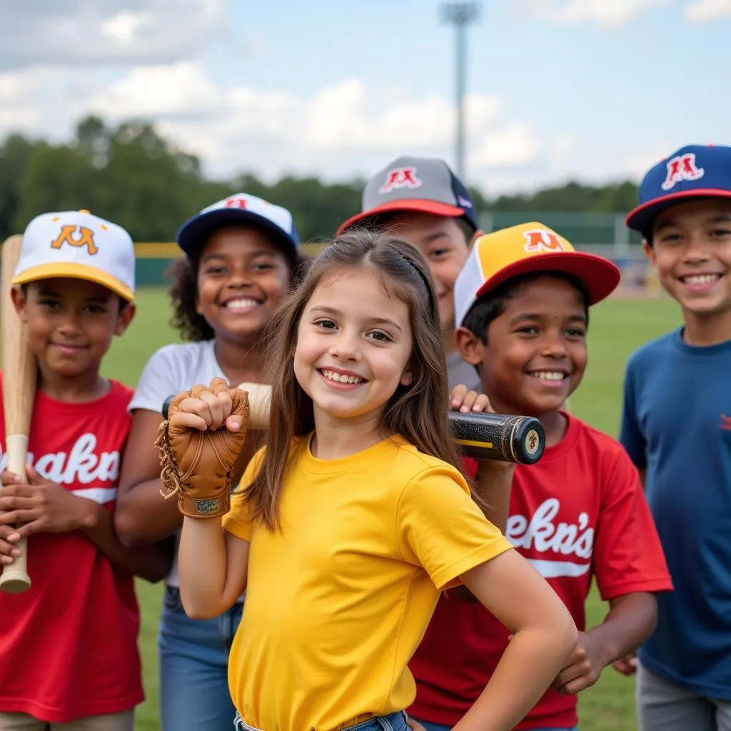 Children playing baseball