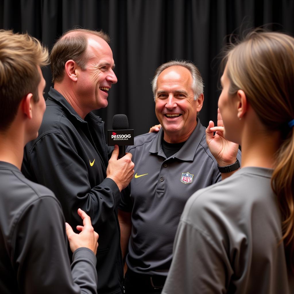 Chris Berman sharing a laugh with athletes