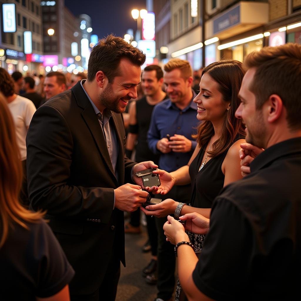 Chris Distefano interacting with fans after a show in Kansas City