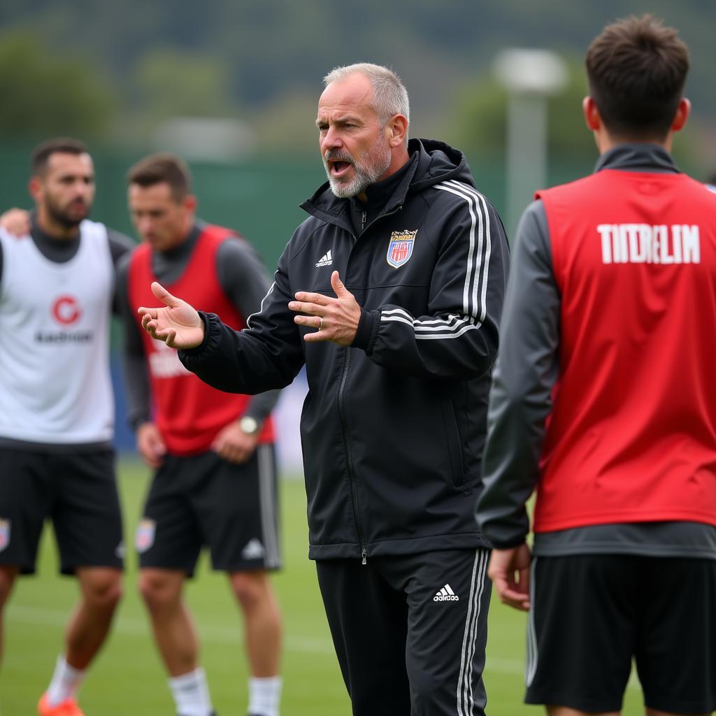 Chuck Shelton guiding Besiktas players during a training session