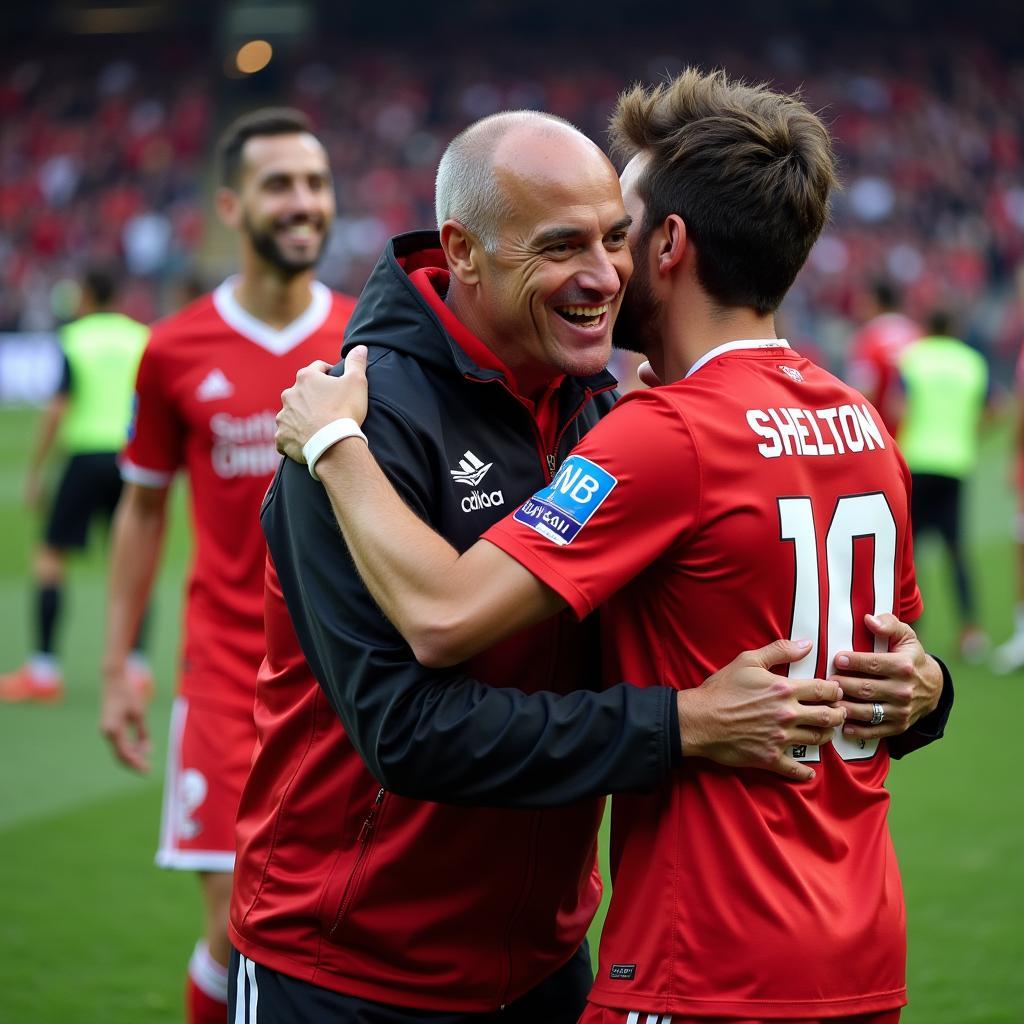 Chuck Shelton sharing a moment of joy with a Besiktas player