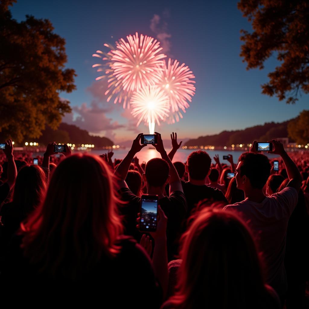 Cheering Crowd at Cincinnati Fireworks