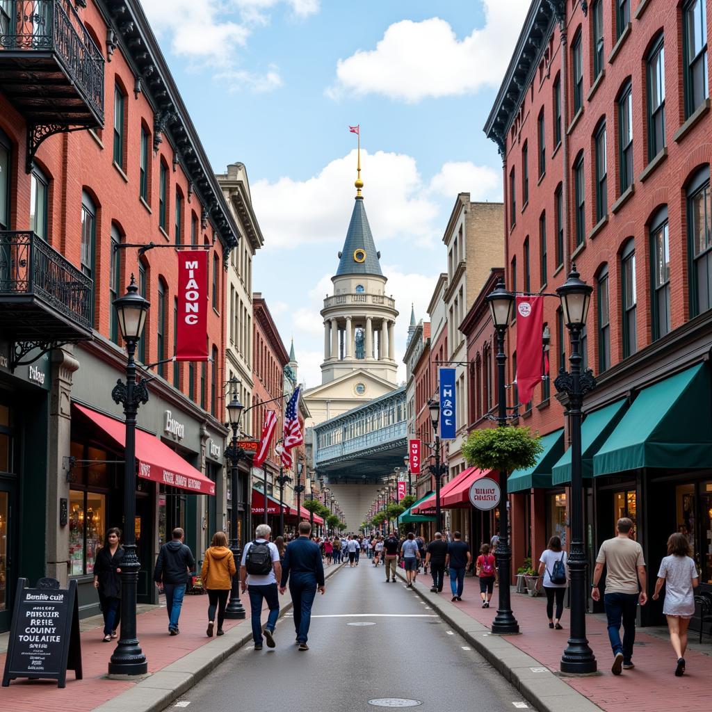 Bustling Street Scene in Downtown Cincinnati Ohio