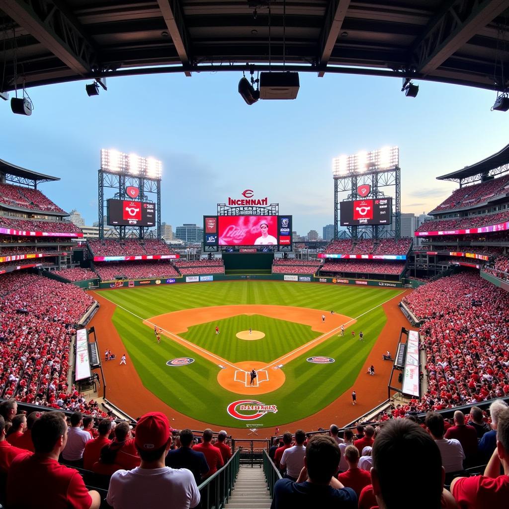 The Cincinnati Reds playing at the Great American Ball Park