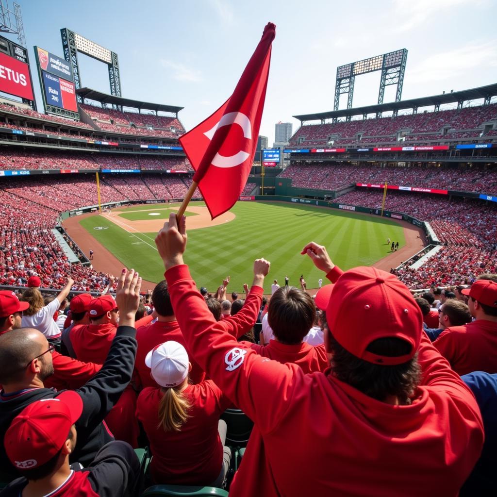 Cincinnati Reds fans cheering during a game