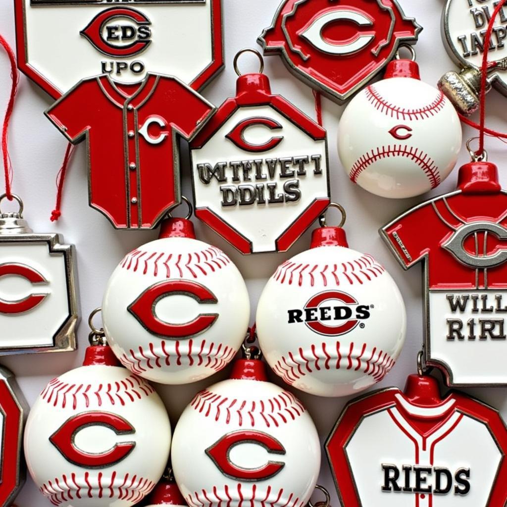 Cincinnati Reds Ornaments in Various Styles