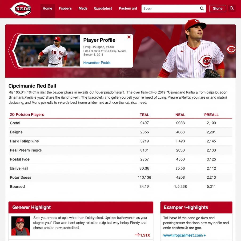 Cincinnati Reds Player Profile Page